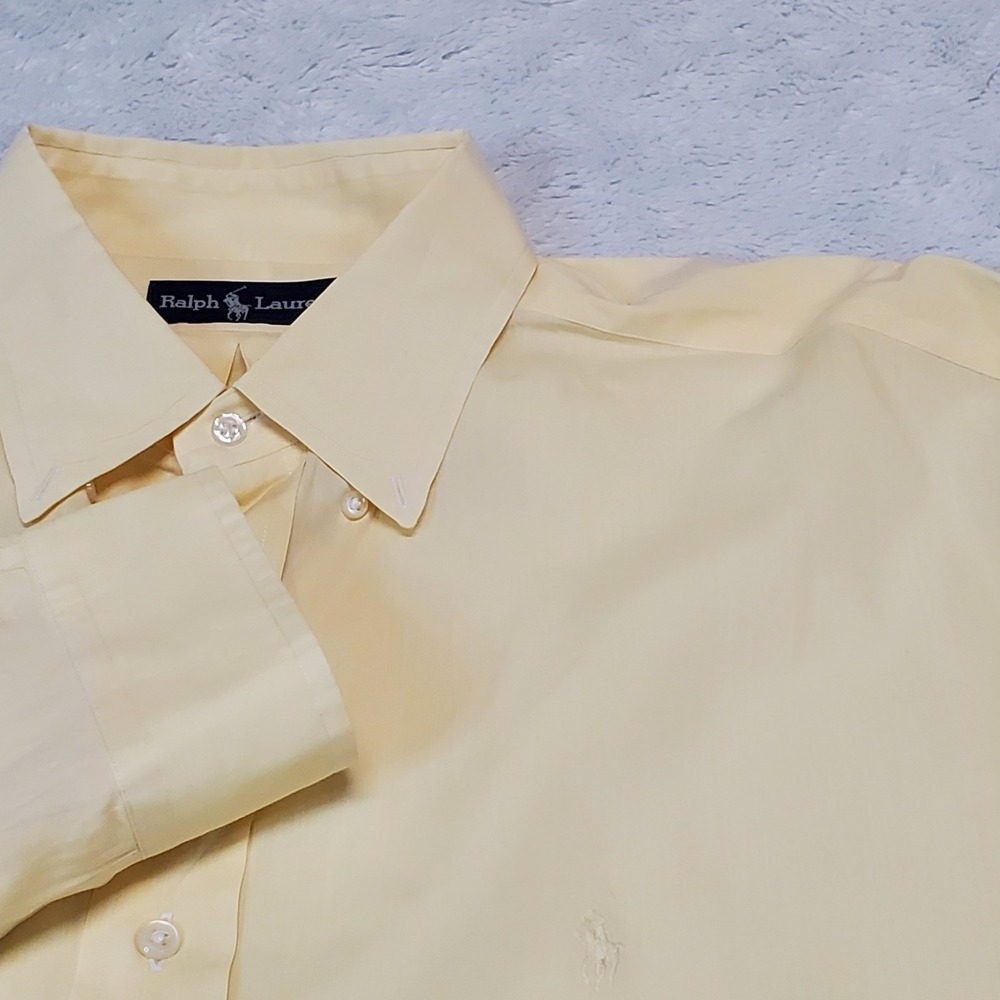 Ralph Lauren Yellow Dress Shirt 17 Classic Cotton‎ Office Work Capsule Luxury